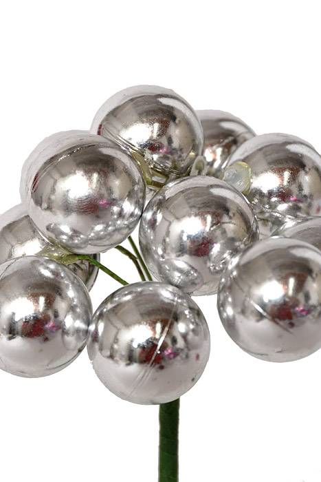 20mm Shiny Stem Ball W/wire Silver Pkg/12