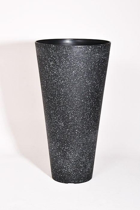 15" X 29" Tall Round Planter Black