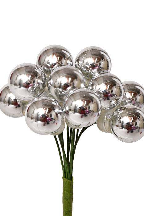 25mm Shiny Ball W/wire Silver Pkg/12