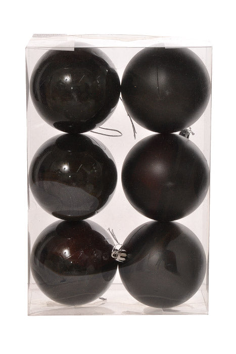 80Mm Shiny/Matte Plastic Ball Ornament (Black) Pkg/6