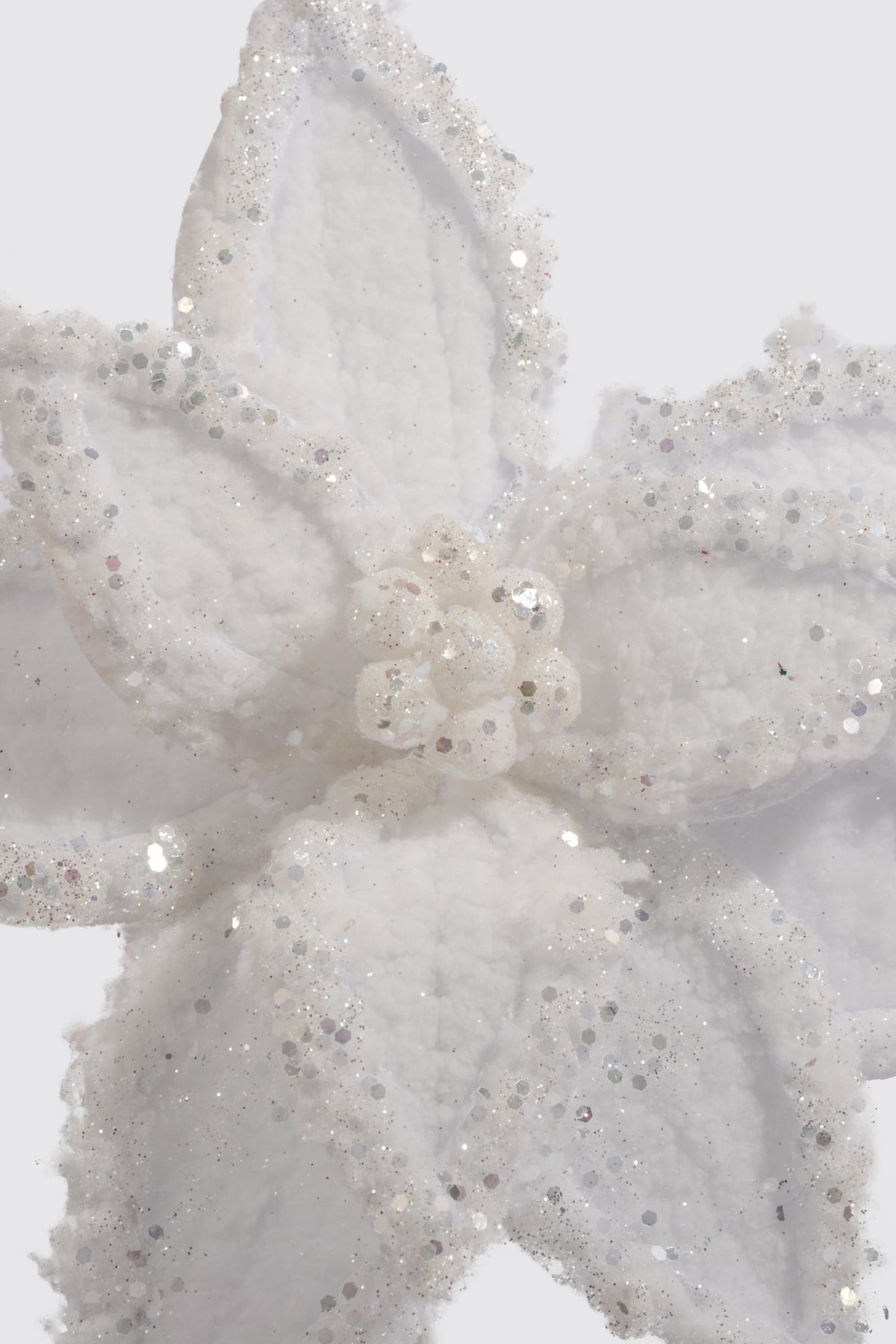 23" Glacier Ridge Snowy Poinsettia Stem White/Frosted