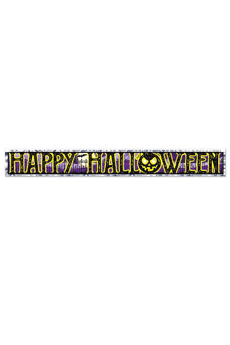 5Ft Happy Halloween Fringe Banner (Metallic/Purple/Black)