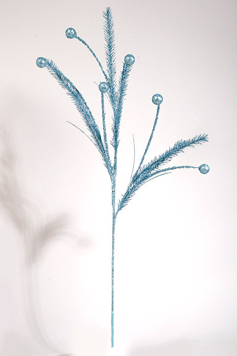 34" Glitter Pine Spray Blue