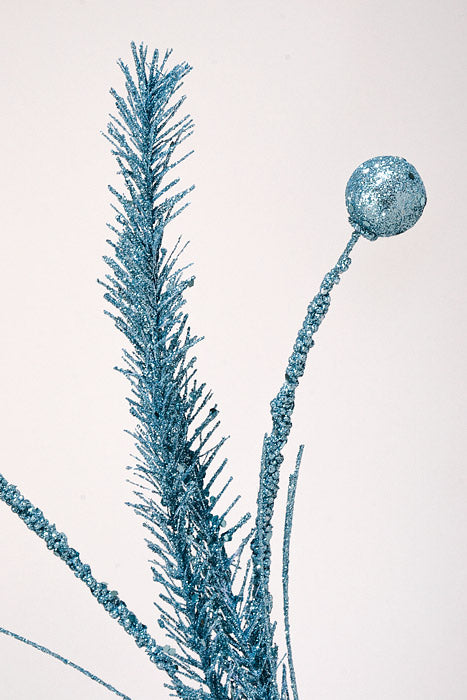 34" Glitter Pine Spray Blue