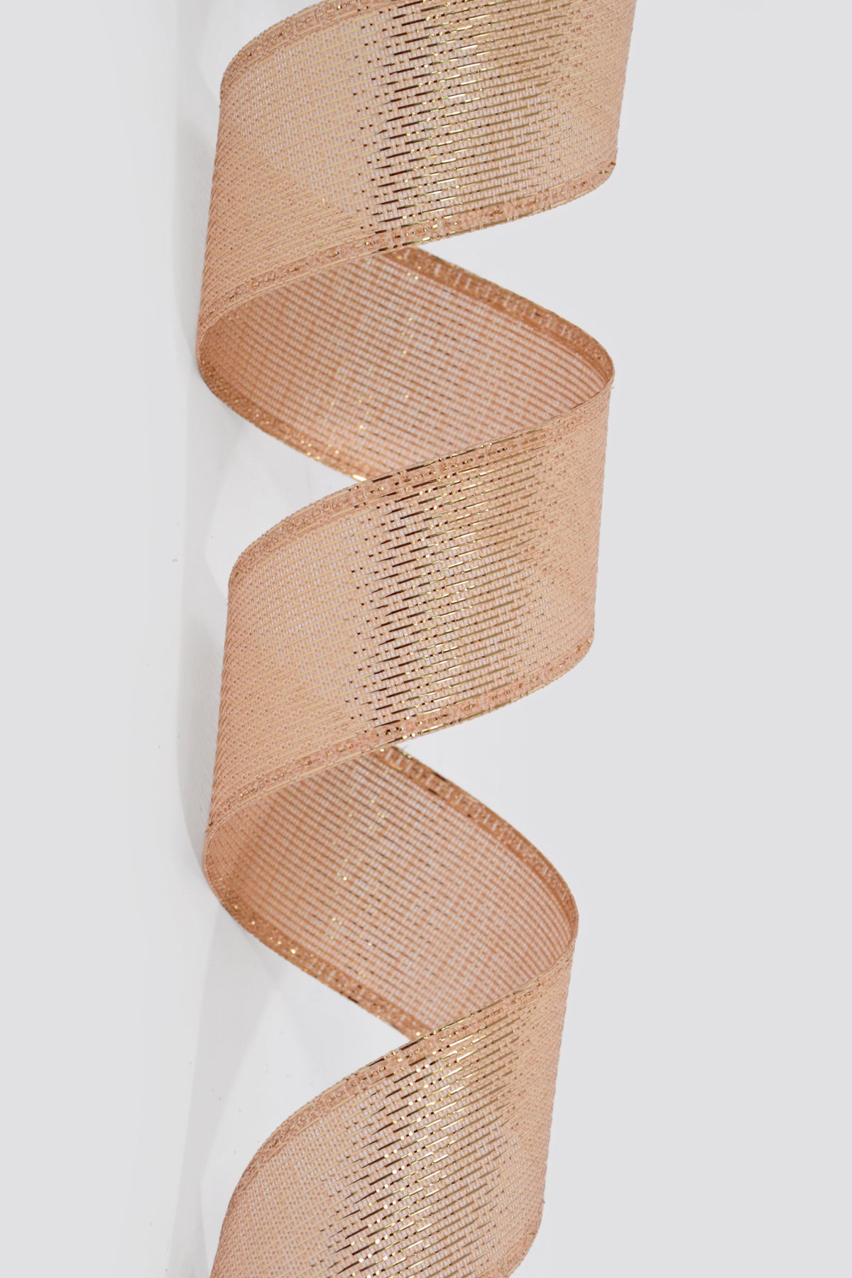 1.5" X 10Yds Wired Woven Metallic Ribbon Light Gold