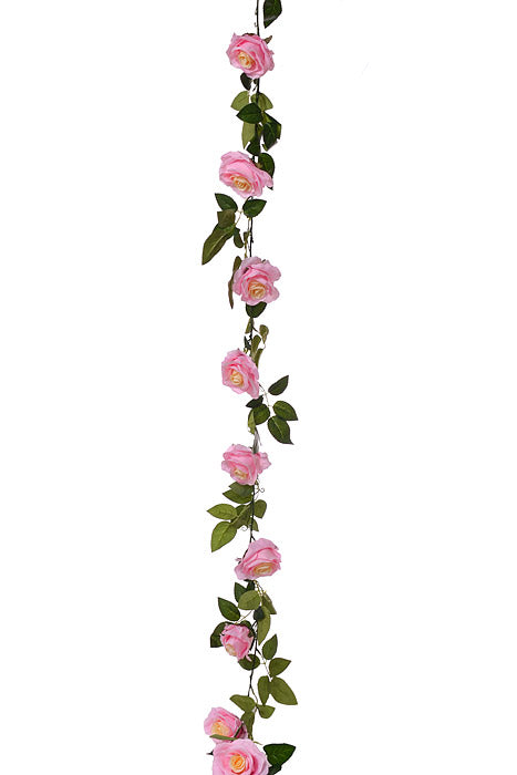 6Ft Silk Rose Garland Pink