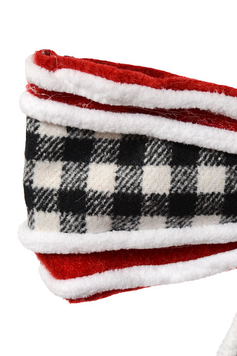 14" Check Wired Bow Ornament Black/White