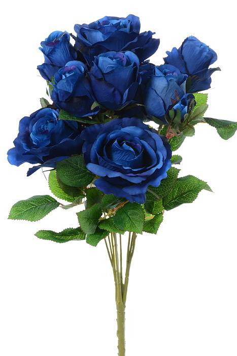 19" Silk Rose Bud Bush Royal Blue