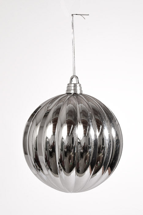 300Mm Shiny Pumpkin Ball Ornament Silver