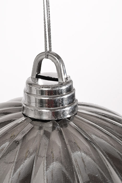 300Mm Shiny Pumpkin Ball Ornament Silver