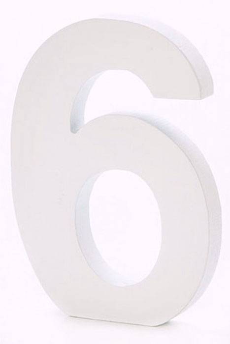 6" Wooden Number 6 White