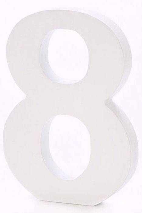 6" Wooden Number 8 White