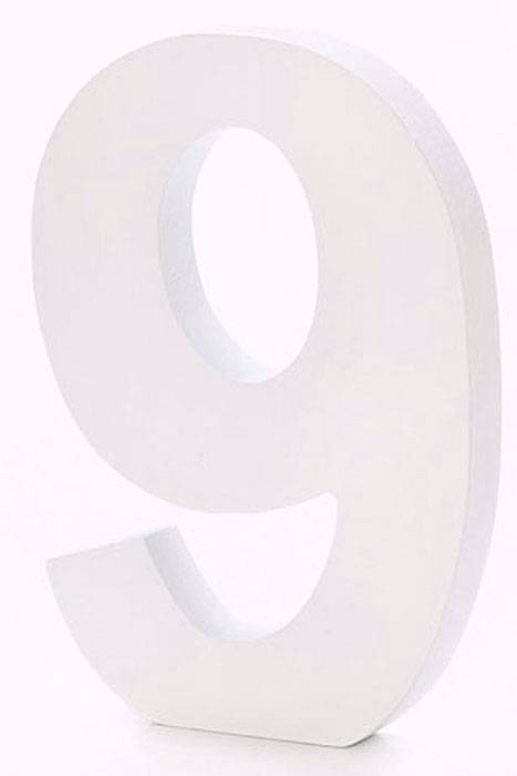 6" Wooden Number 9 White