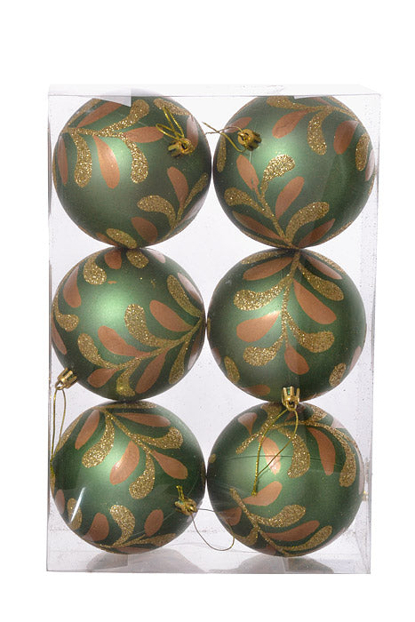 100Mm Matte/Glitter Ball Ornament (Moss Green) Pkg/6