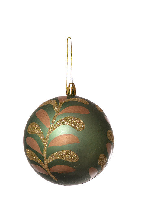 100Mm Matte/Glitter Ball Ornament (Moss Green) Pkg/6