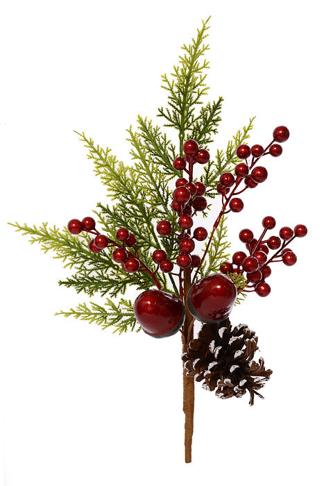 18" Xmas Cypress Pine Ball Red