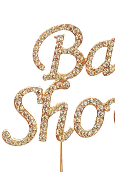 3" "Baby Shower" Rhinestone Monogram Cake Topper Gold