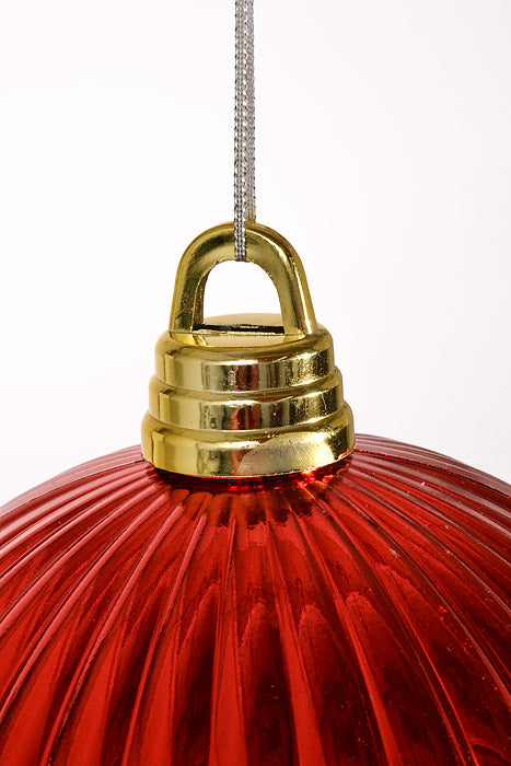 250Mm Shiny Pumpkin Ball Ornament Red
