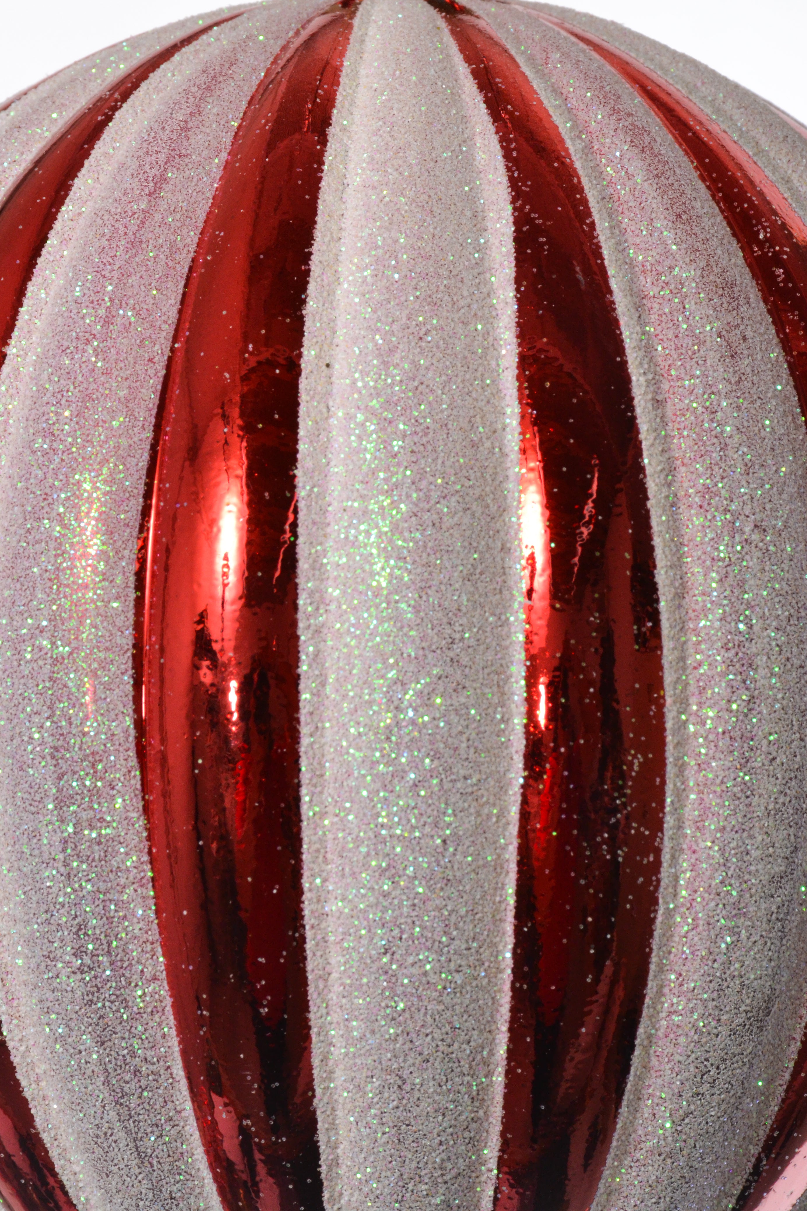 150Mm Shiny Pumpkin With Laser Ornament (Red/White)