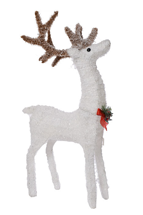 50" Lighted Standing Deer White