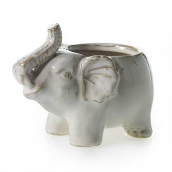 5"x 3"x 4" Elephant Pot (White)