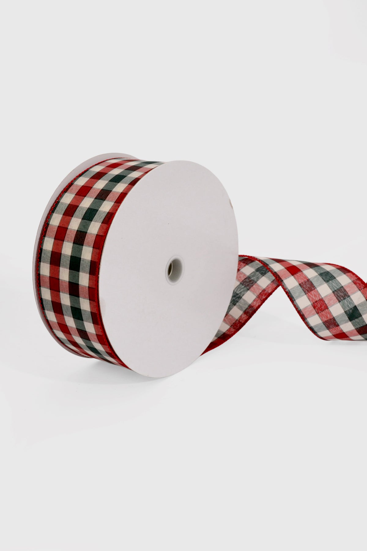 2.5" X 50Yds Wired Check Plaid Ribbon Red/Hunter/Ivory