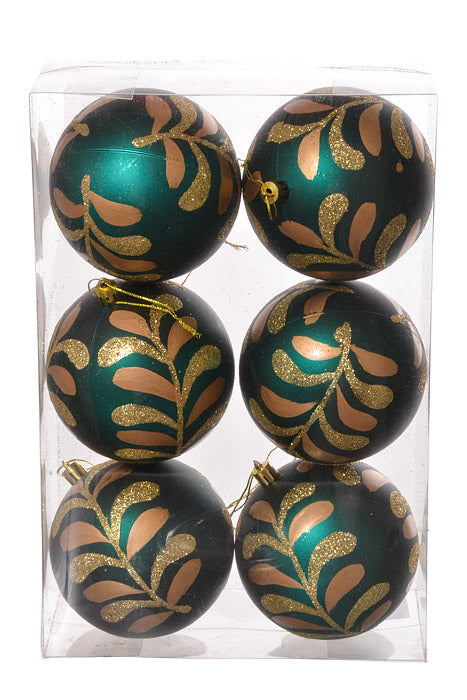 100Mm Matte/Glitter Ball Ornament (Emerald Green) Pkg/6