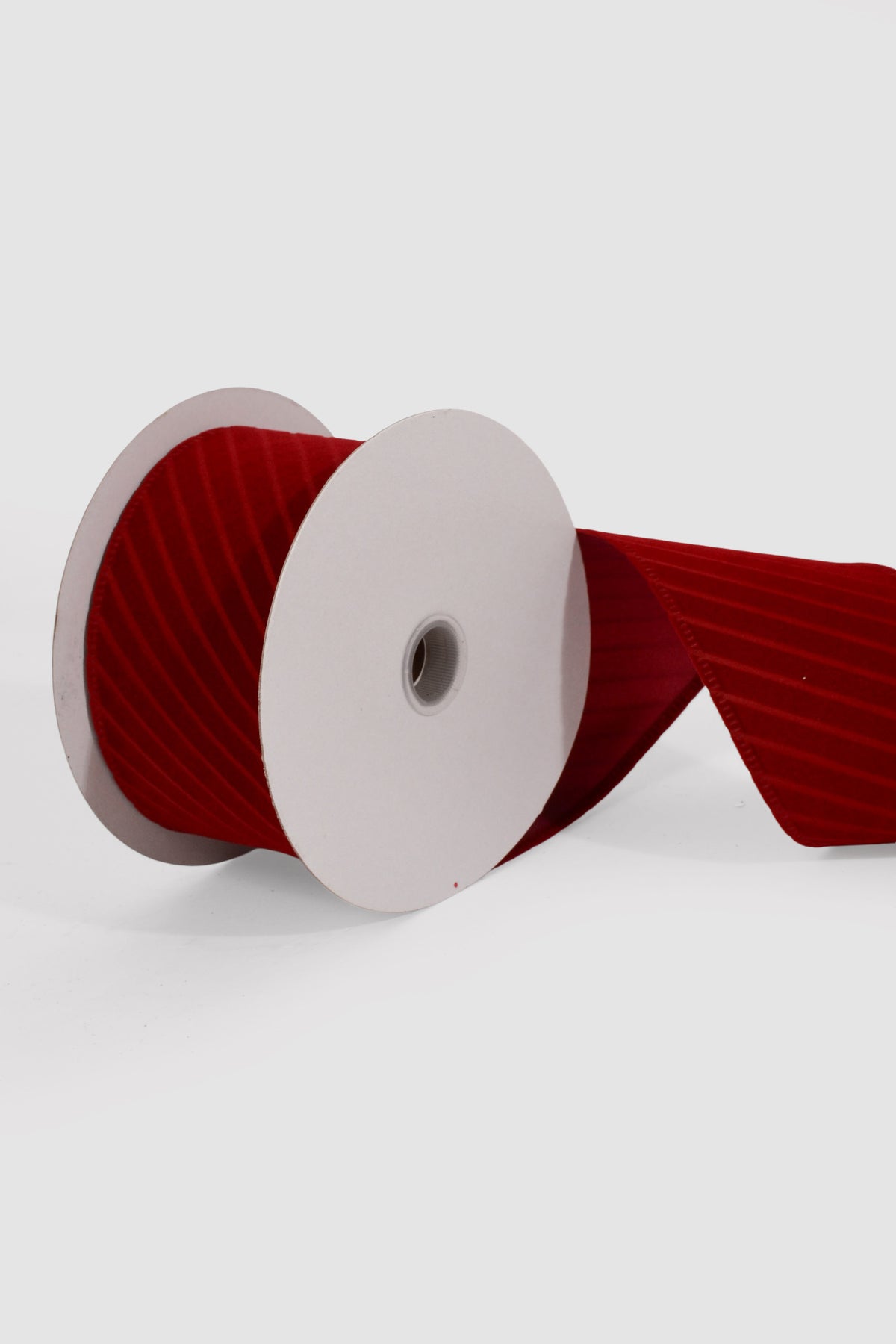 2.5" X 10Yds Wired Diagonal Line Velvet Dark Red Ribbon