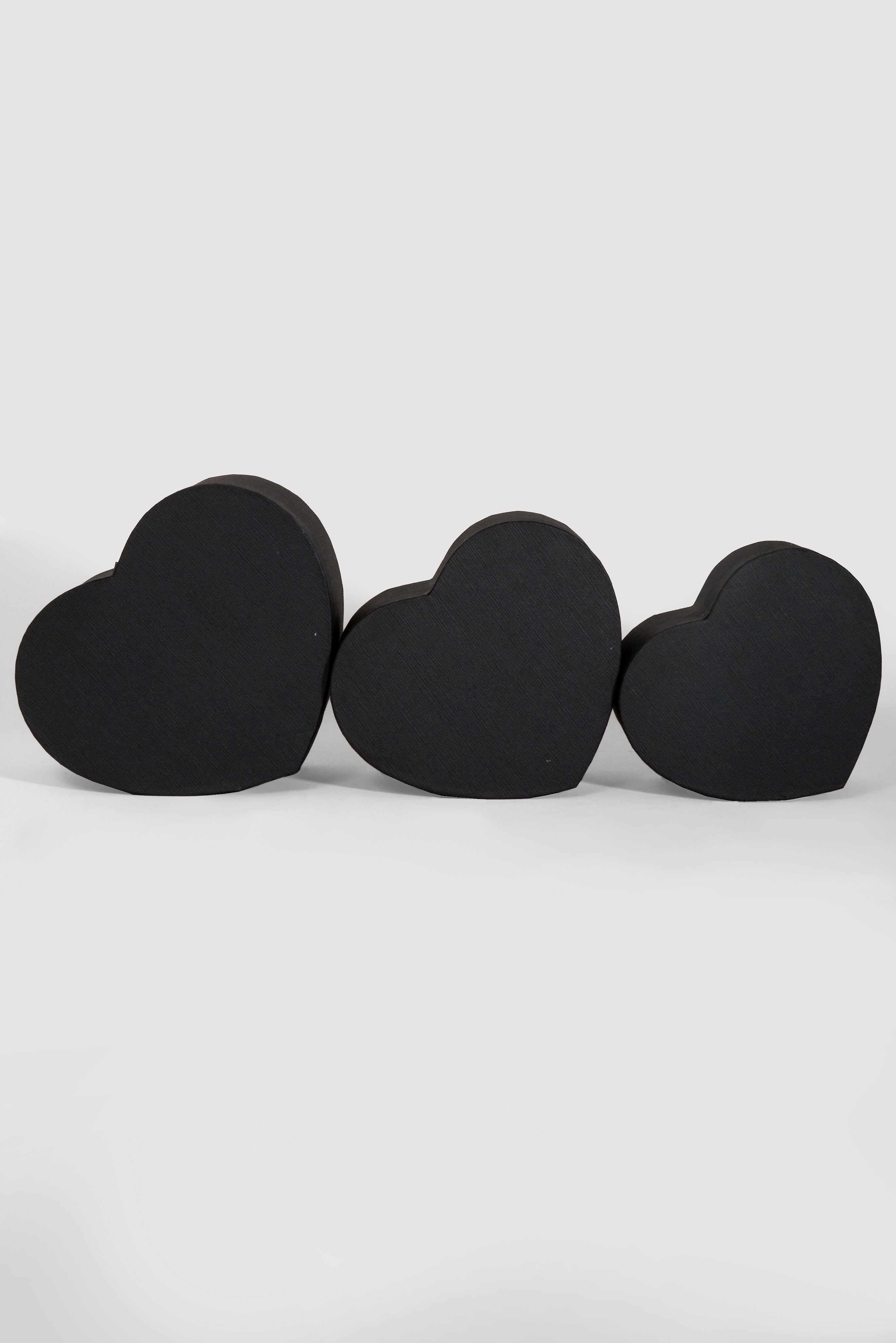 4" / 4.5" / 5.15" Heart Gift Box With Lid Black Set/3