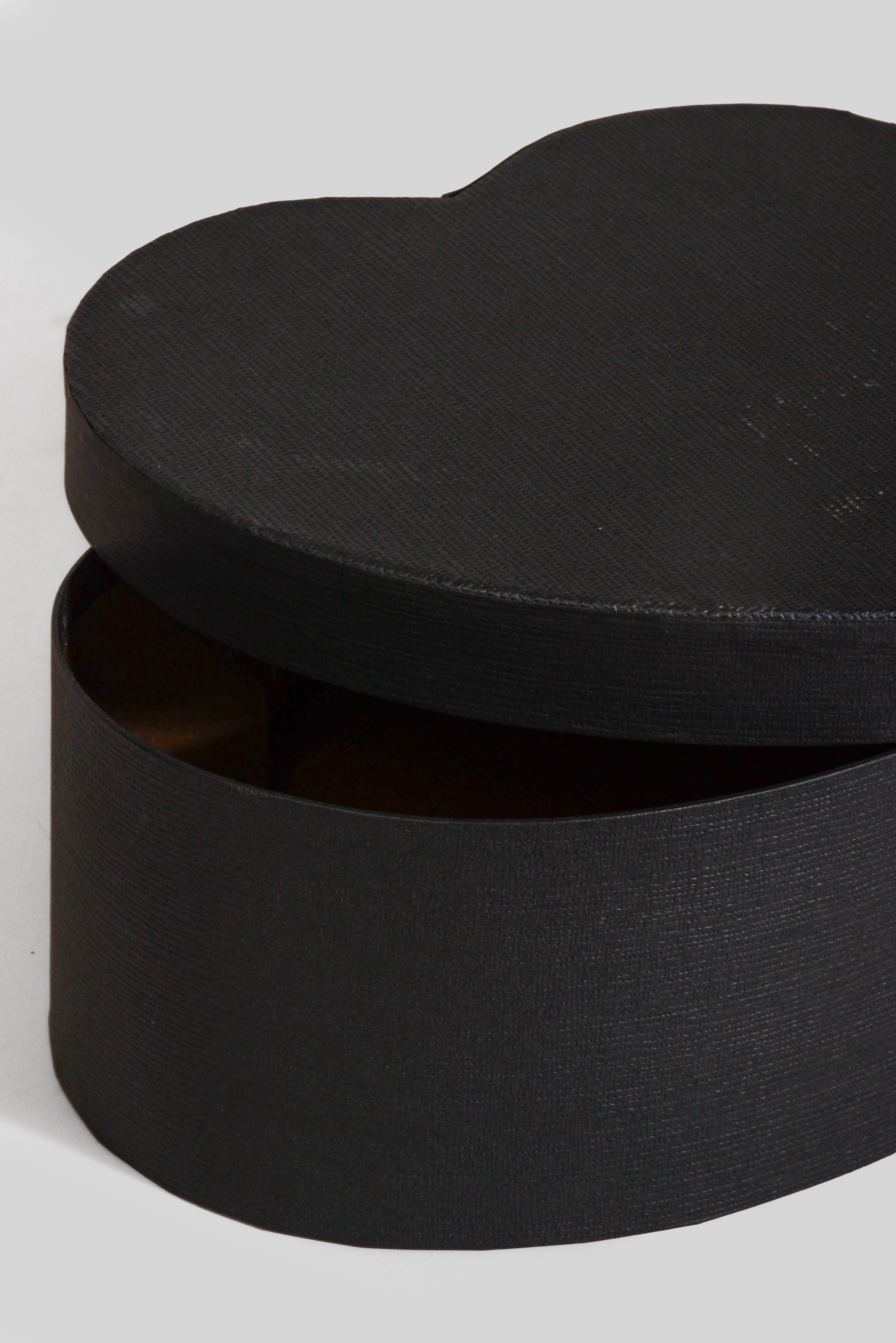 4" / 4.5" / 5.15" Heart Gift Box With Lid Black Set/3