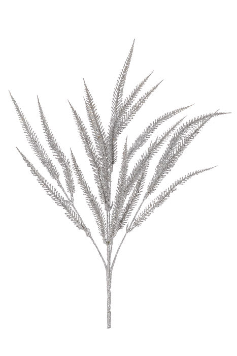 16" Xmas Cattail Bush Silver