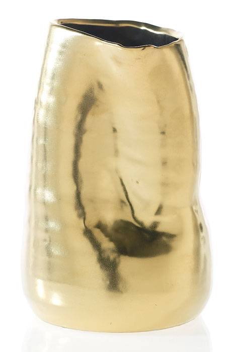 6.5" X 4" Ceramic Tegan Vase (Matte Gold)