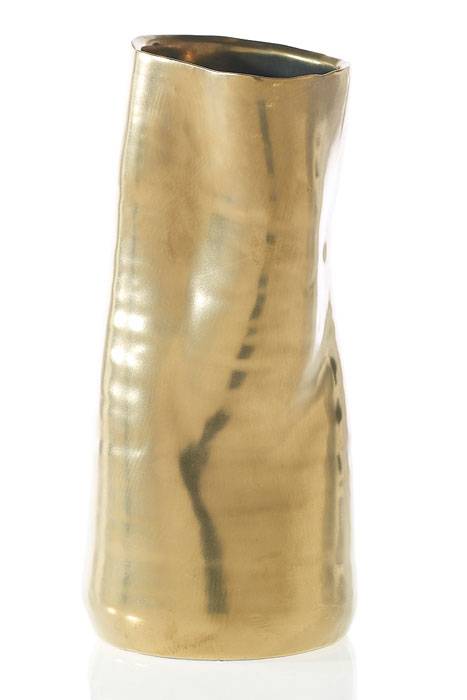 3.5" X 9.25" Ceramic Tegan Vase (Matte Gold)