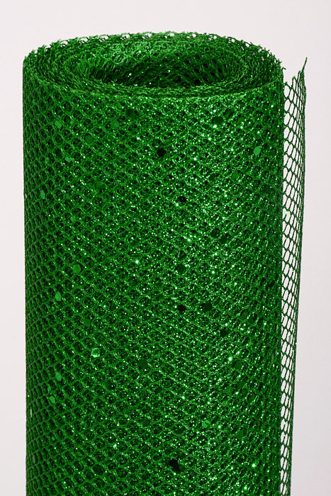 19" X 10Yds Metallic Mesh W/Glitter Green