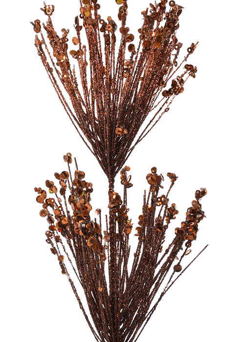 30" Sequin Tip Glitter Pine Spray Copper/Brown