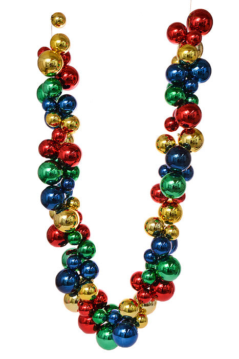 8.6Ft Shiny Ball Garland Gold/Red/Green/Royal