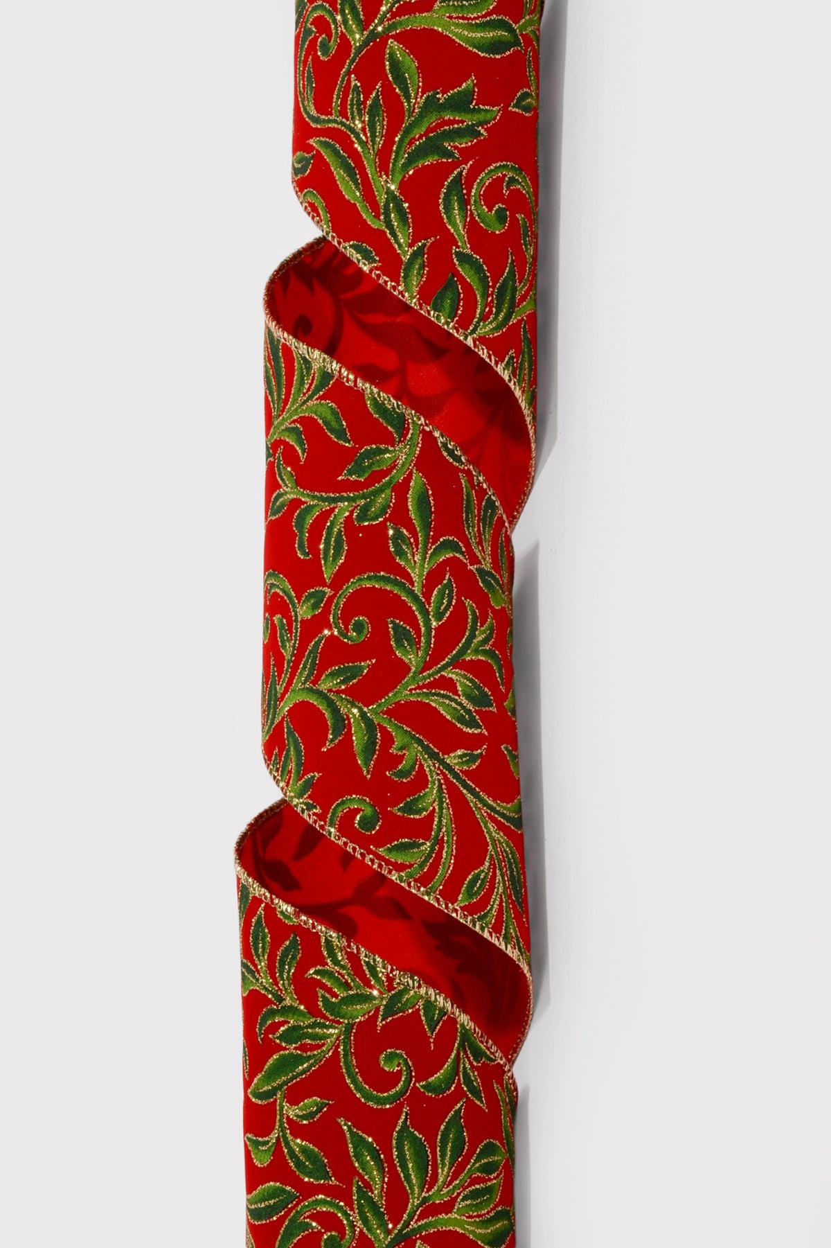 4" X 10Yds Wired Velvet/Vine Swirls Red/Lime/Hunter/Gold