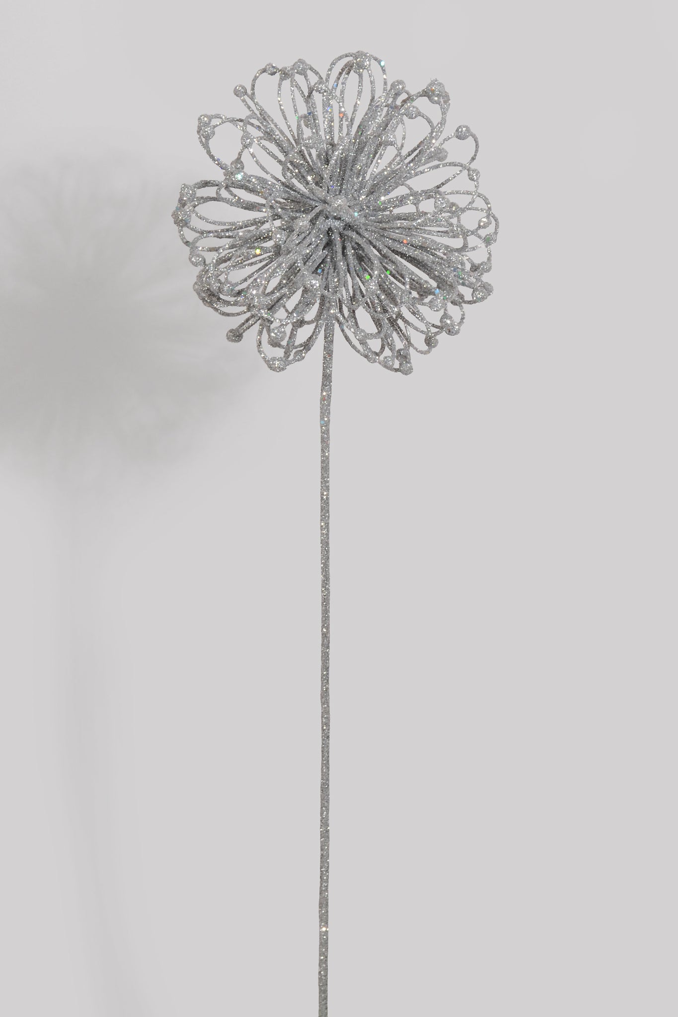 23" Glitter Flower Ball Spray Silver