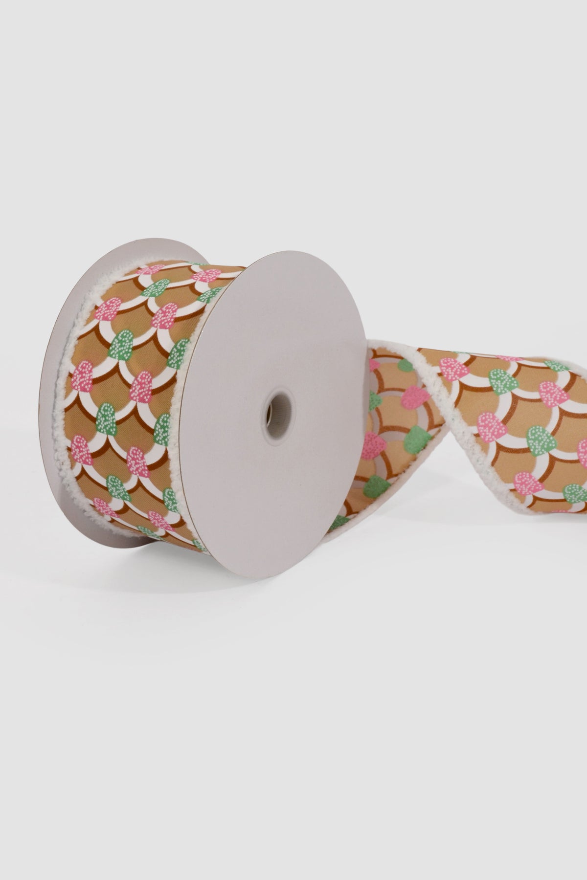 2.5" X 10Yds Wired Pink-Mint Gumdrops White Fuzzy Edge Ribbon