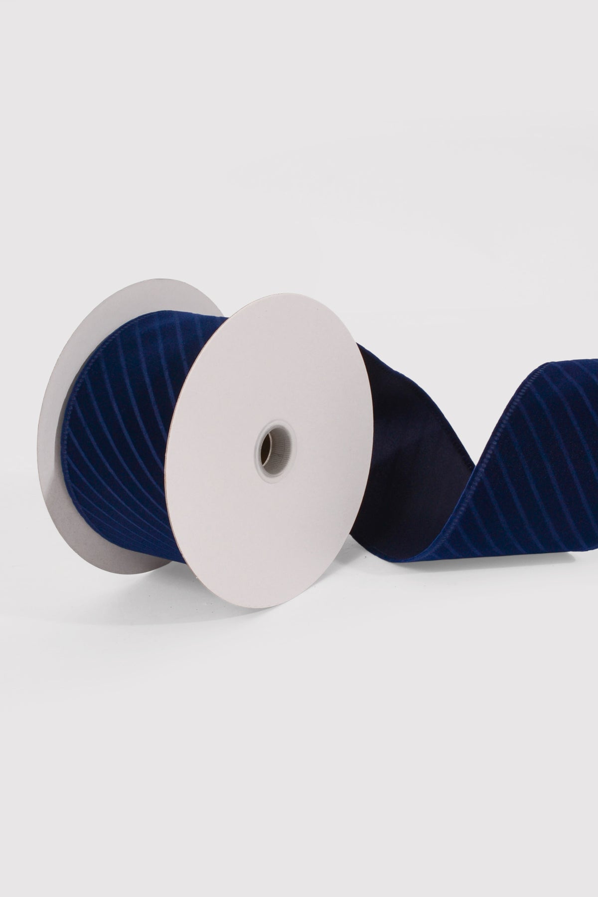 2.5" X 10Yds Wired W/Diagonal Line Velvet Ribbon Navy