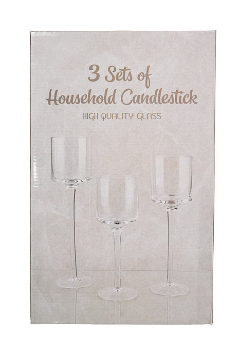 10"/12"/14" X 3.5" Candlestick Clear Set/3