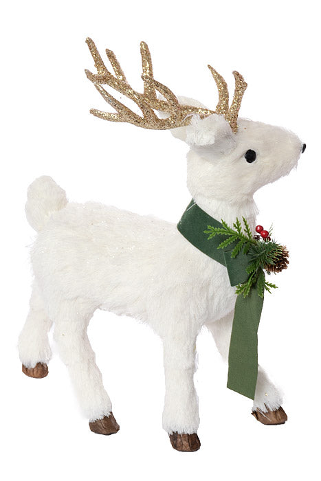 15" Reindeer With Pine Necklace White