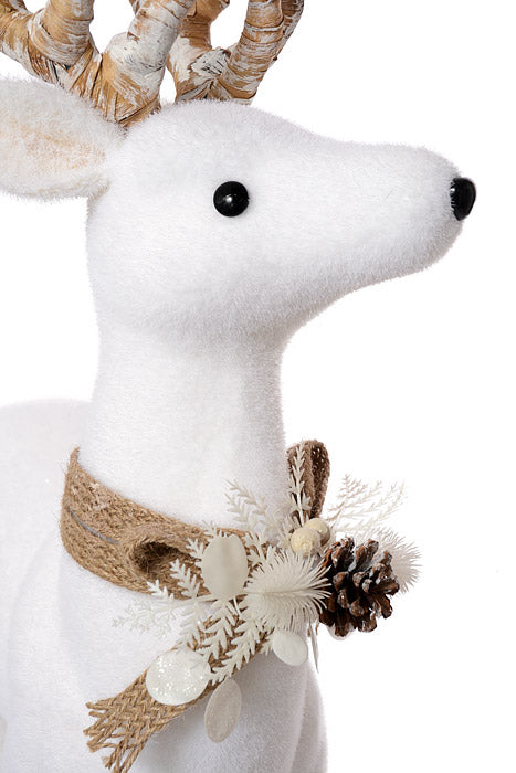 31" Reindeer With Pinecone White