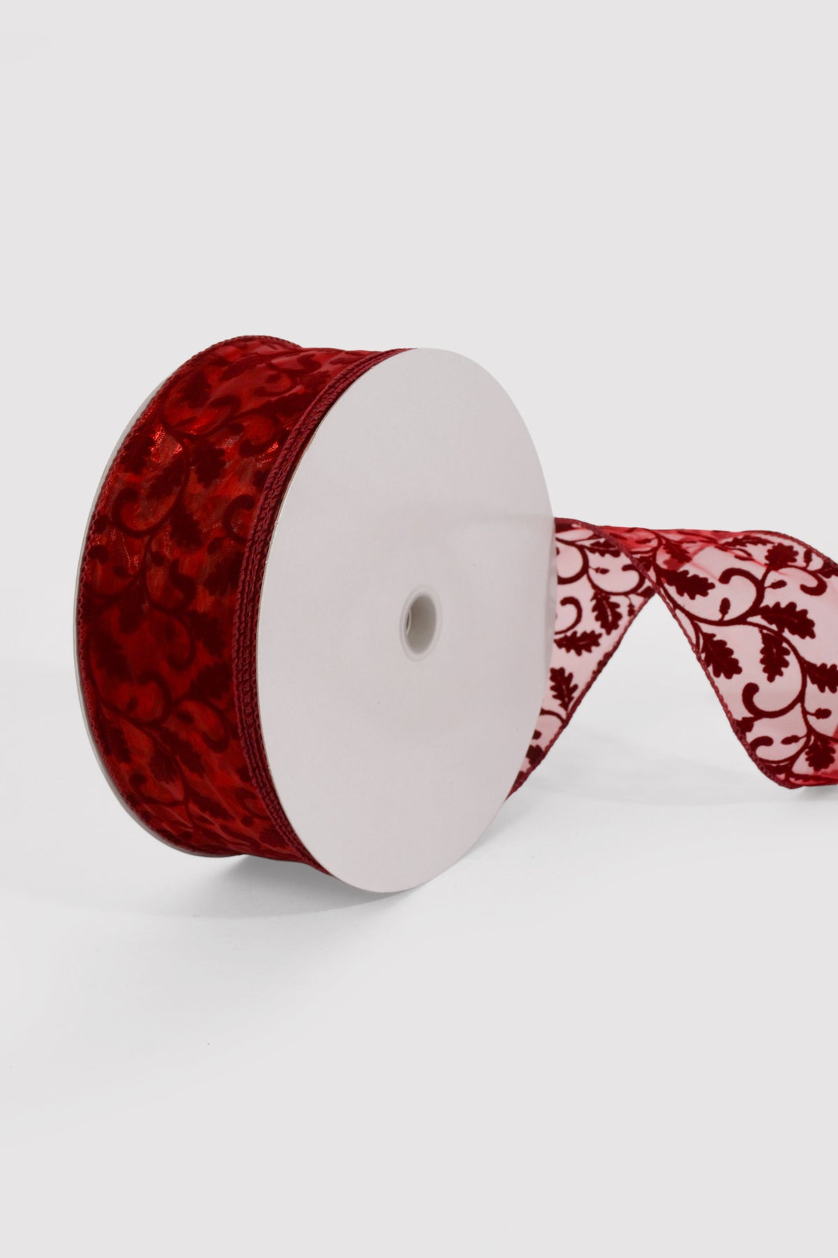 2.5" X 50Yds Wired Sheer Swirls Dark Red/Burgundy Ribbon