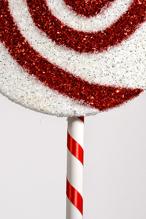 36" Tinsel Glitter spiral Foam Lollipop Red/White