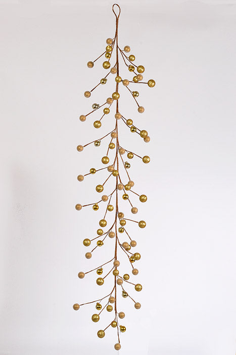 48" Bead Shiny Matte Ball Garland Gold