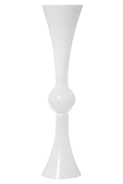 7.5" X 29.5" Glass Vase White