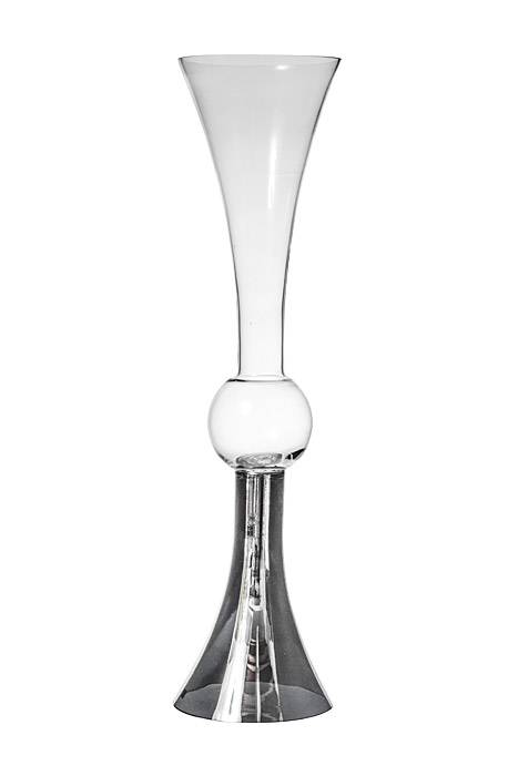 7.5" X 29.5" Reversible Glass Vase Clear/silver