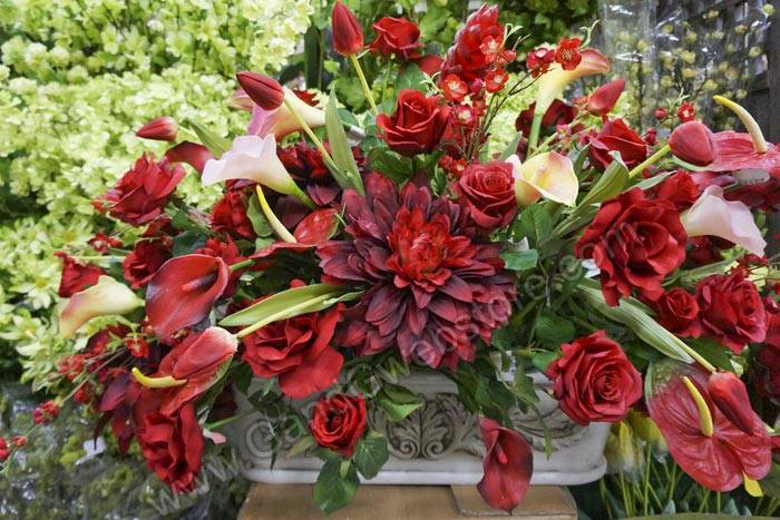 24" Artificial Anthurium Spray Red