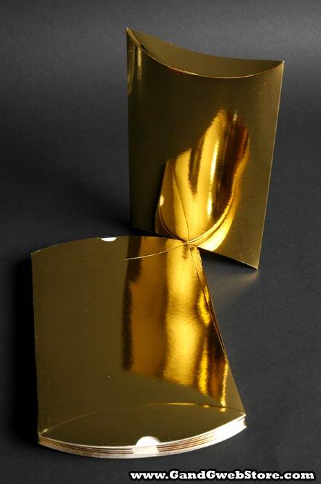 5.5" X 8" X 1-7/16" Pillow Box Gold Pkg/12